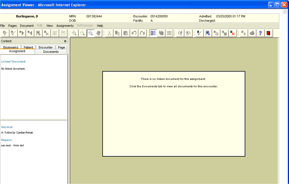 Assignment with no linked document