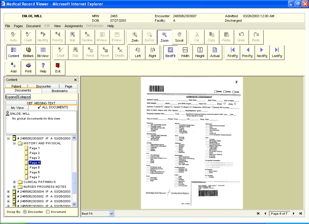 Medical Record viewer